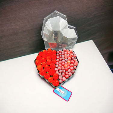 Heartfelt Delights, Heart-Shaped Box, Fresh Strawberries, Grapes, Romantic Gift